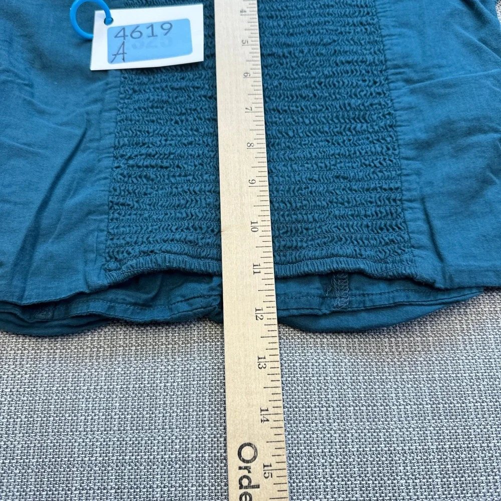 Abercrombie Ruched‎ Milkmaid Puff Sleeve Top Medium Cottagecore Green Smocked
